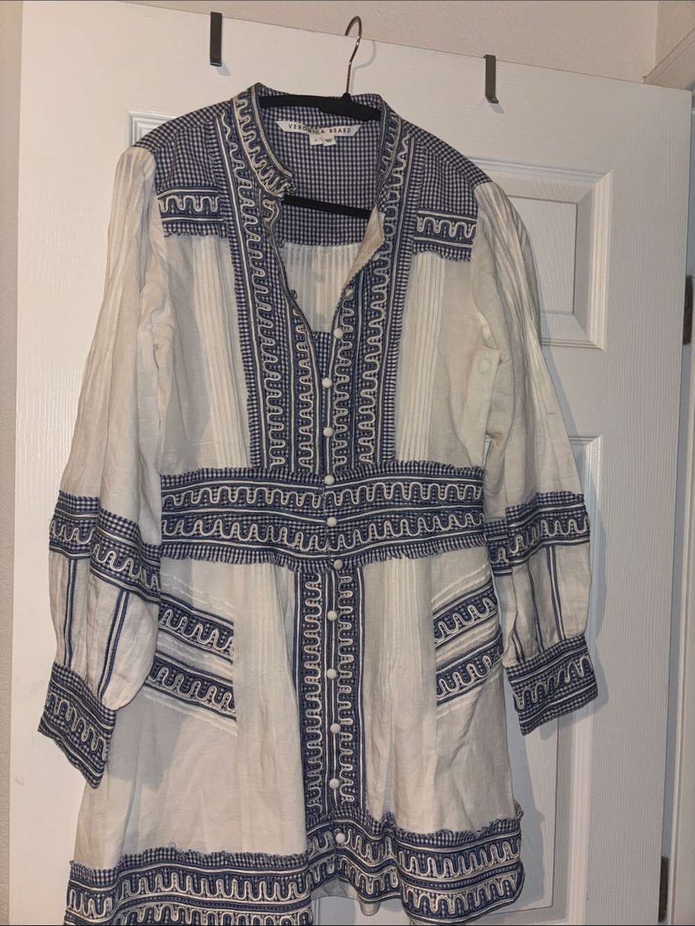 Veronica Beard Tunic with Navy Embroidery